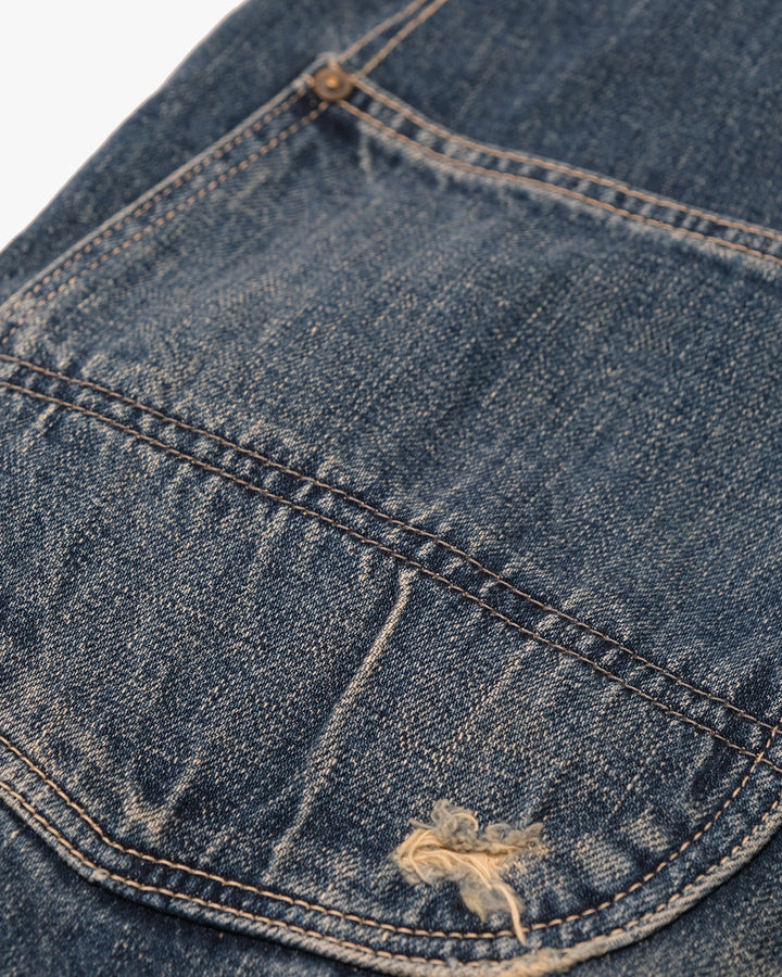 Japanese Repro Denim Jeans with Suspenders, W32, Johnbull Faded Denim