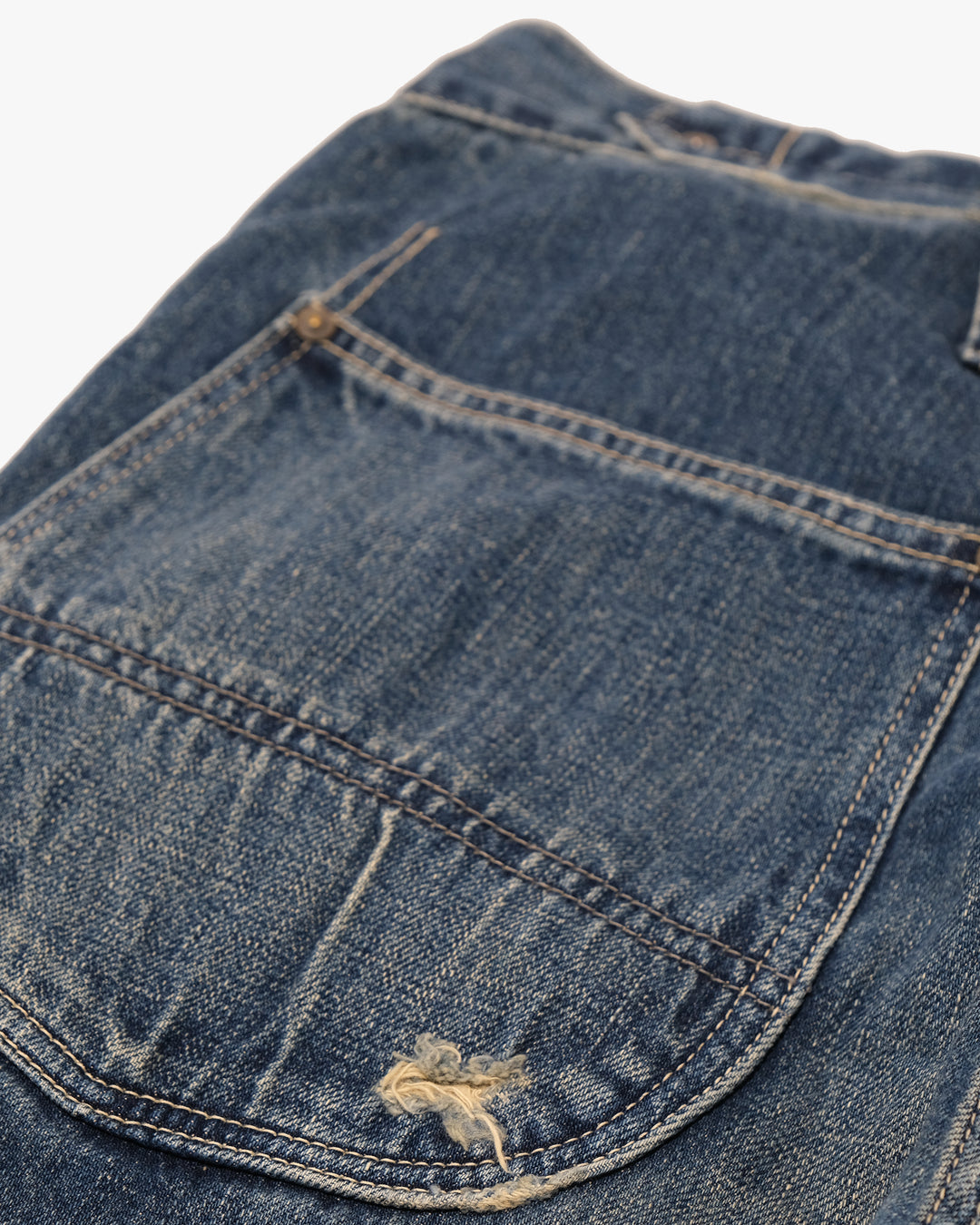 Japanese Repro Denim Jeans with Suspenders, W32, Johnbull Faded Denim