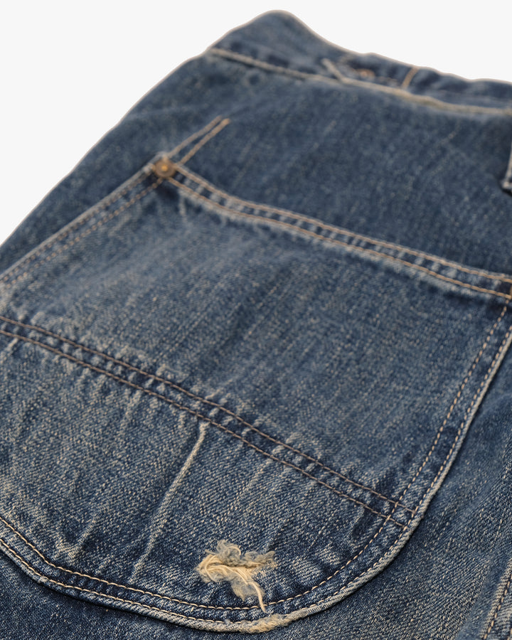 Japanese Repro Denim Jeans with Suspenders, W32, Johnbull Faded Denim