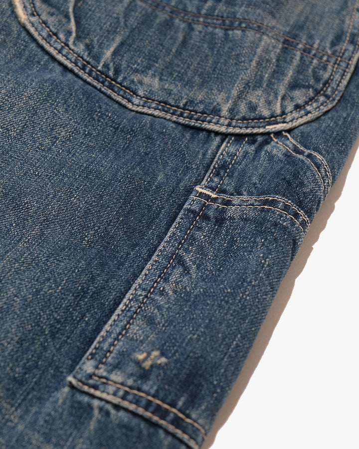 Japanese Repro Denim Jeans with Suspenders, W32, Johnbull Faded Denim