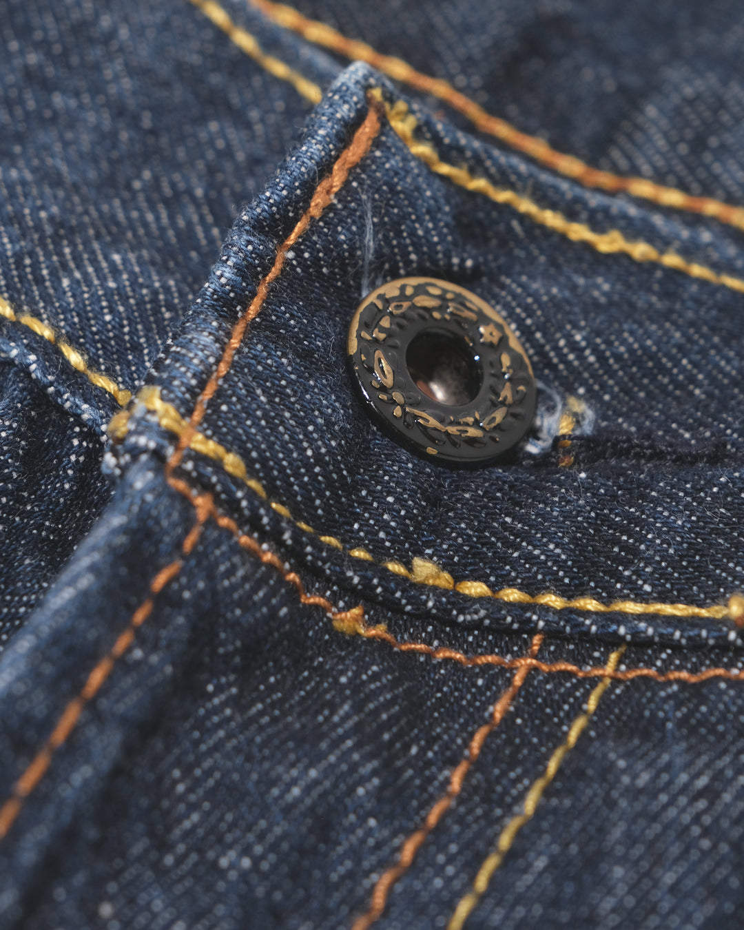 Japanese Repro Denim Jeans, 38, Red Monkey, Dark Wash/Embroidered Wind God Thunder God