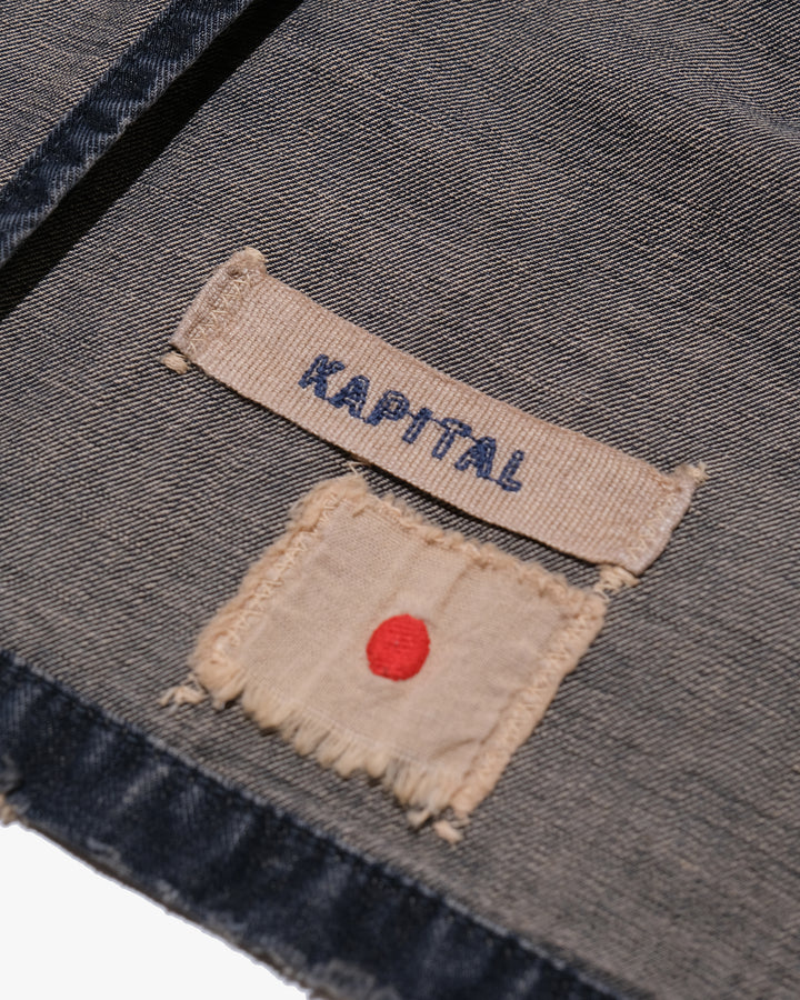 Japanese Repro Denim Vest, M, Kapital, Distressed Charcoal