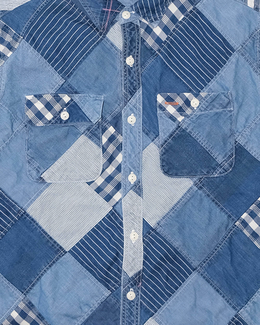 Japanese Repro Chambray Shirt, M, Kriff Mayer, Blue Patchwork