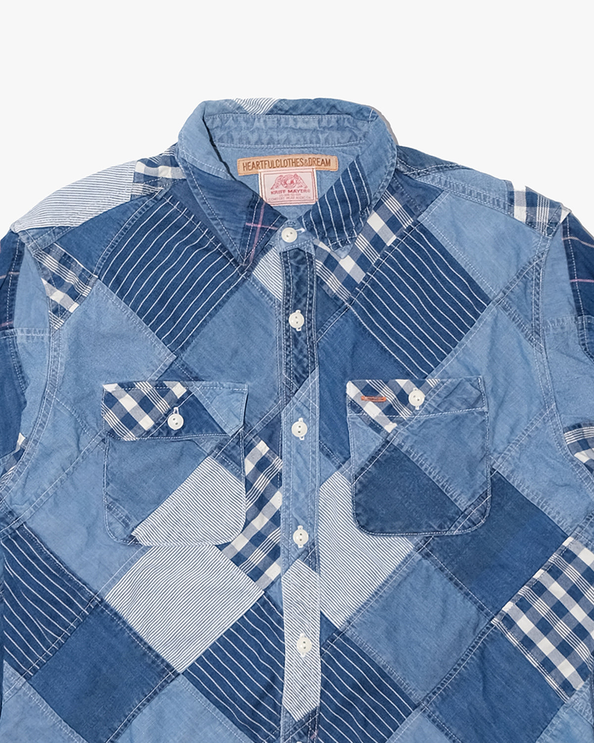 Japanese Repro Chambray Shirt, M, Kriff Mayer, Blue Patchwork