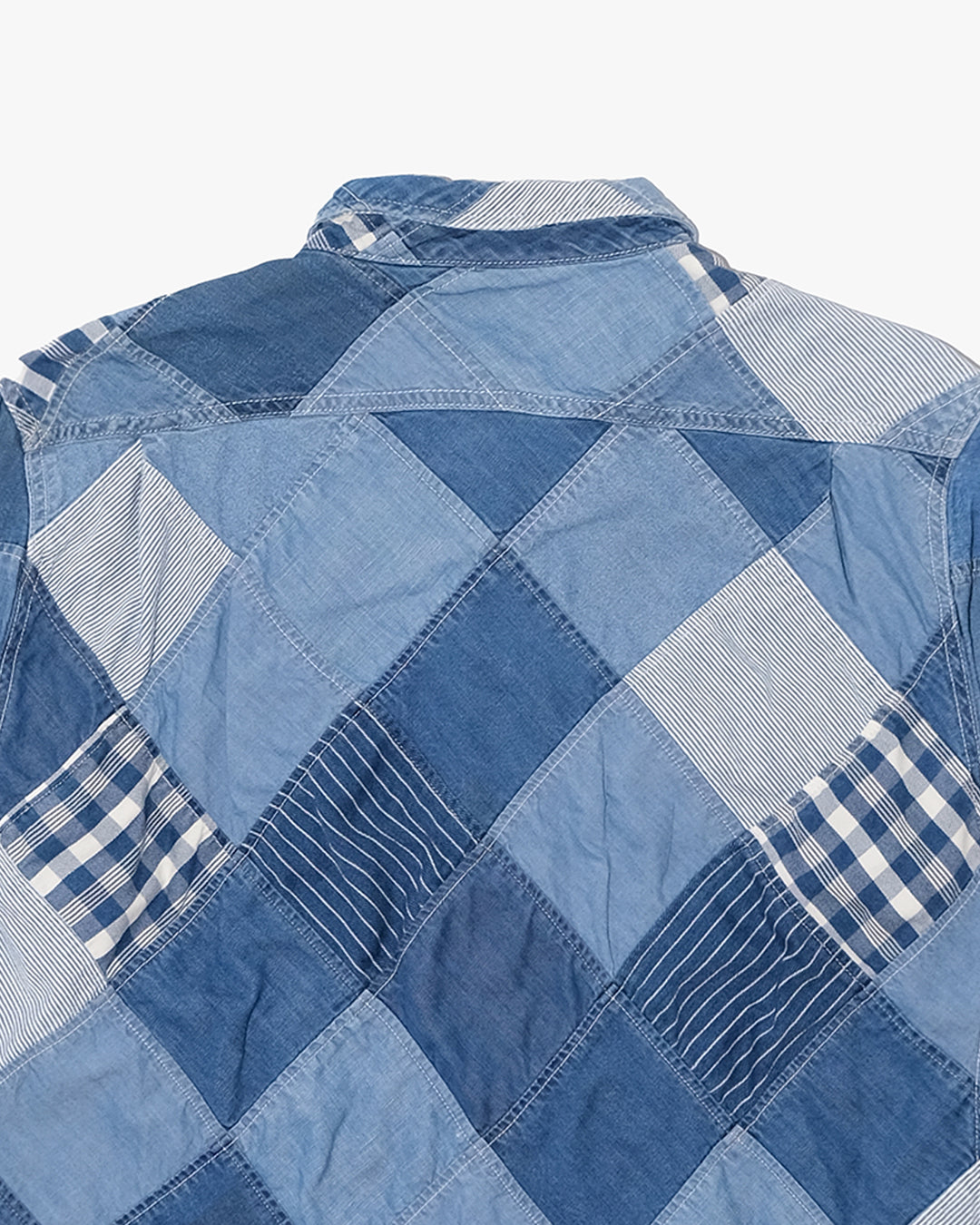 Japanese Repro Chambray Shirt, M, Kriff Mayer, Blue Patchwork