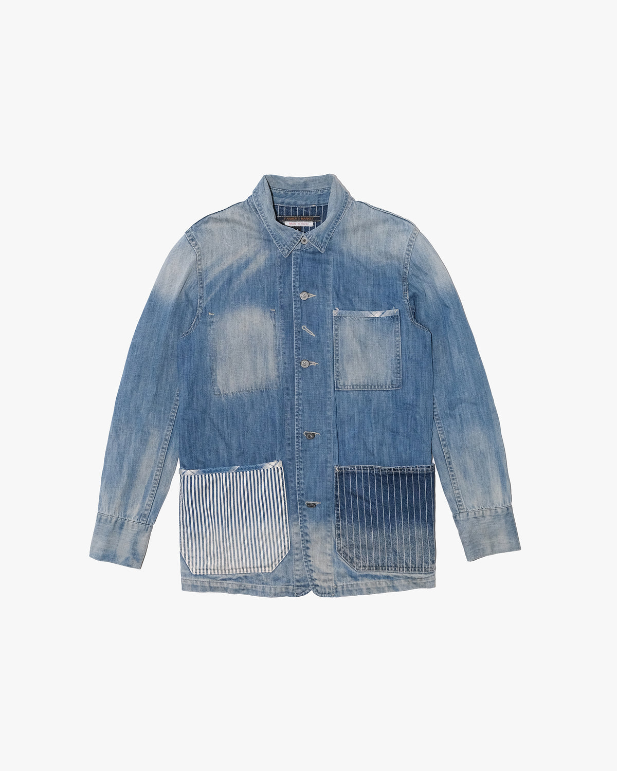 Japanese Repro Denim Coverall, M, Farmers Market, Light Wash Blue with Elbow Patches