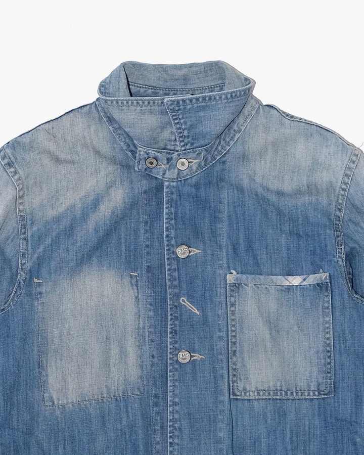 Japanese Repro Denim Coverall, M, Farmers Market, Light Wash Blue with Elbow Patches