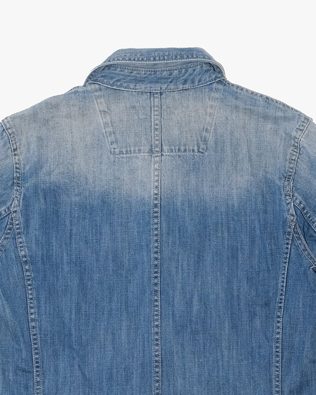 Japanese Repro Denim Coverall, M, Farmers Market, Light Wash Blue with Elbow Patches
