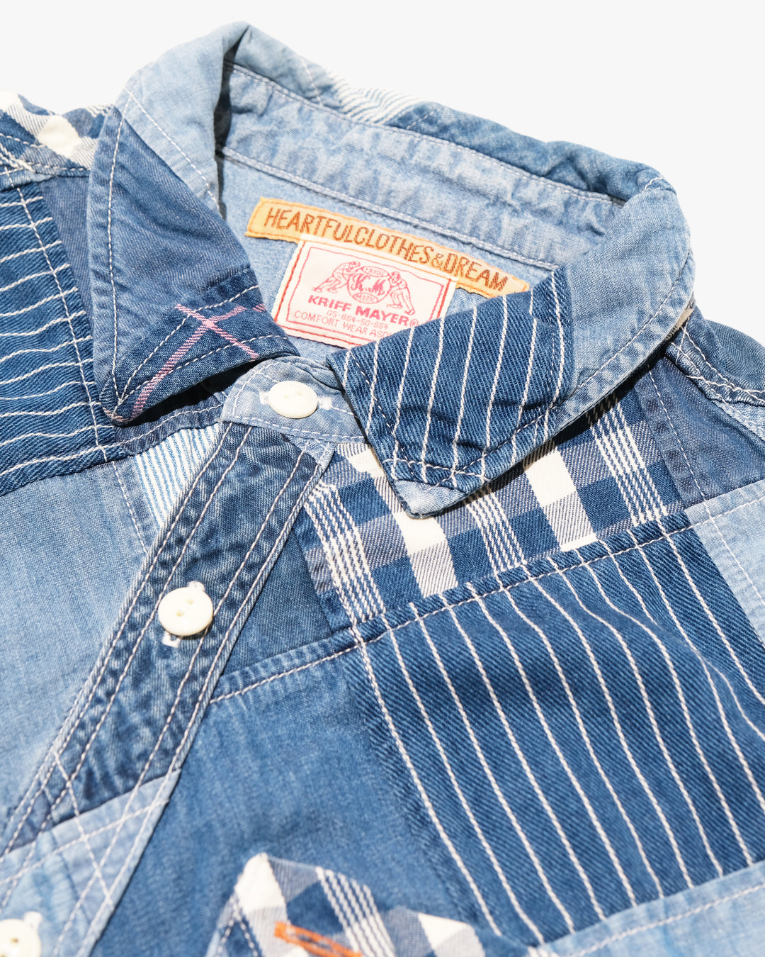 Japanese Repro Chambray Shirt, M, Kriff Mayer, Blue Patchwork