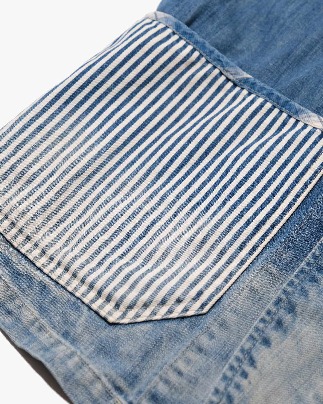 Japanese Repro Denim Coverall, M, Farmers Market, Light Wash Blue with Elbow Patches