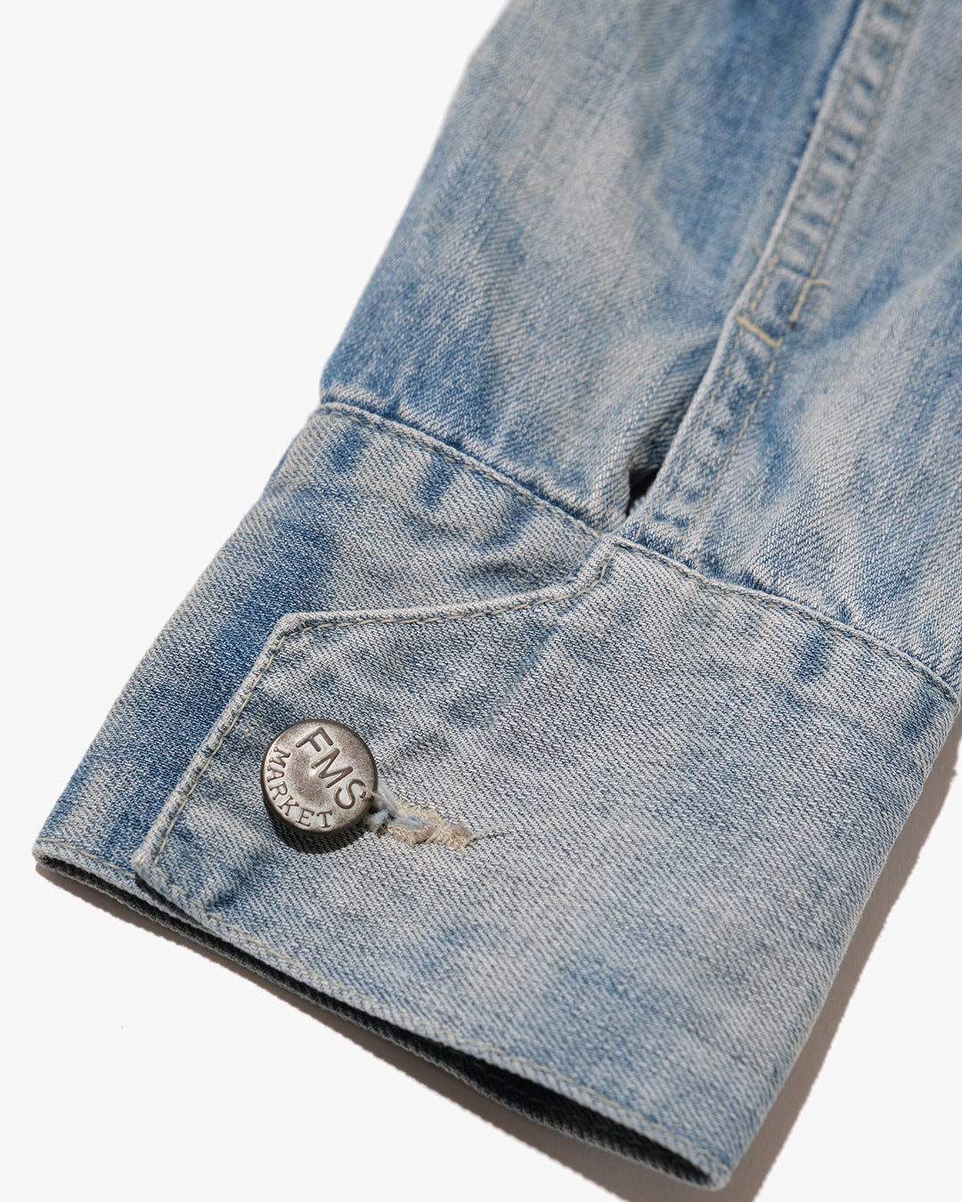 Japanese Repro Denim Coverall, M, Farmers Market, Light Wash Blue with Elbow Patches