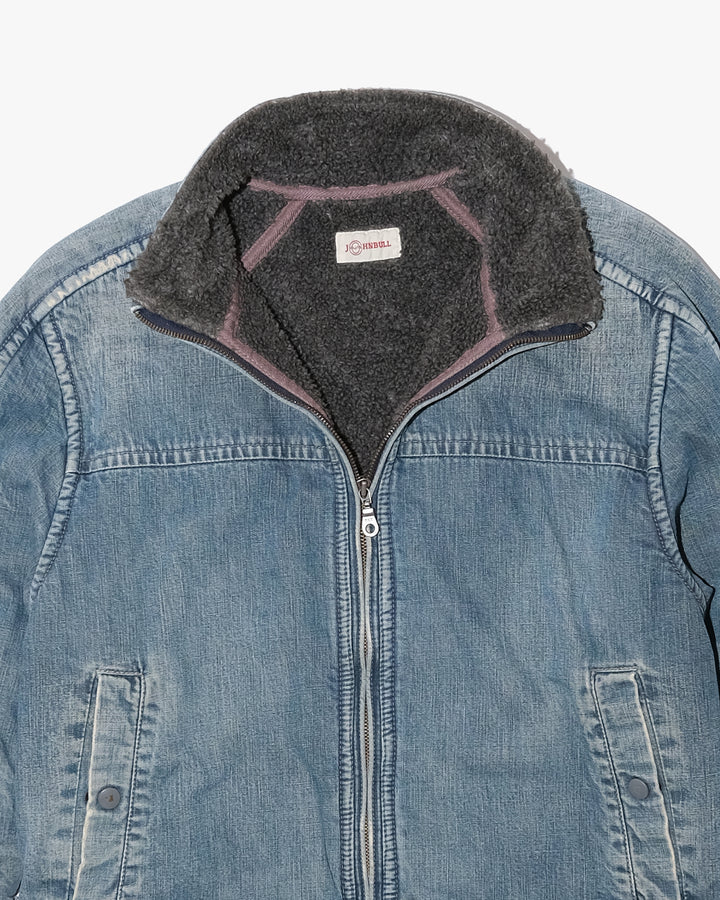 Japanese Repro Denim Jacket, M, John Bull, Light Wash Blue with Fleece Lining
