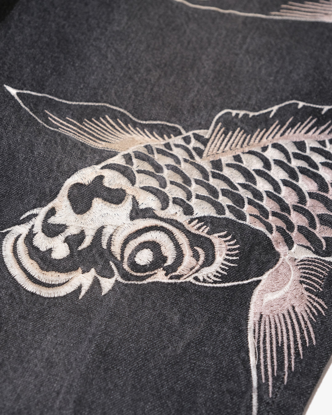 Japanese Repro Denim Jeans, W34, Hanatabi, Print Wave Embroidered Koi