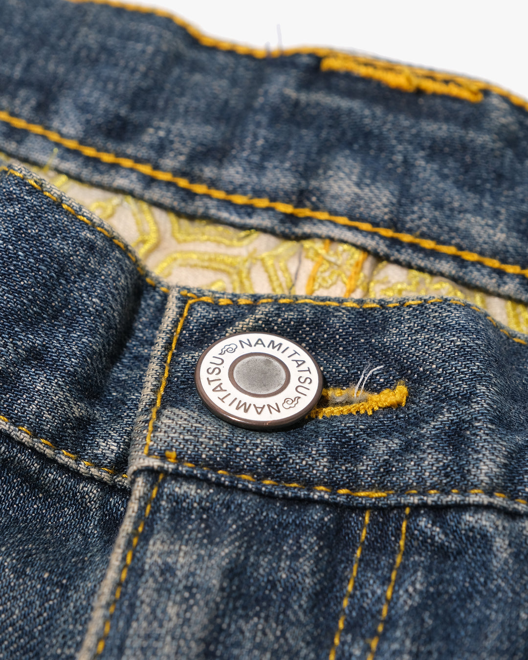 Japanese Repro Denim Jeans, XL, Namitatsu, Wave Embroidery
