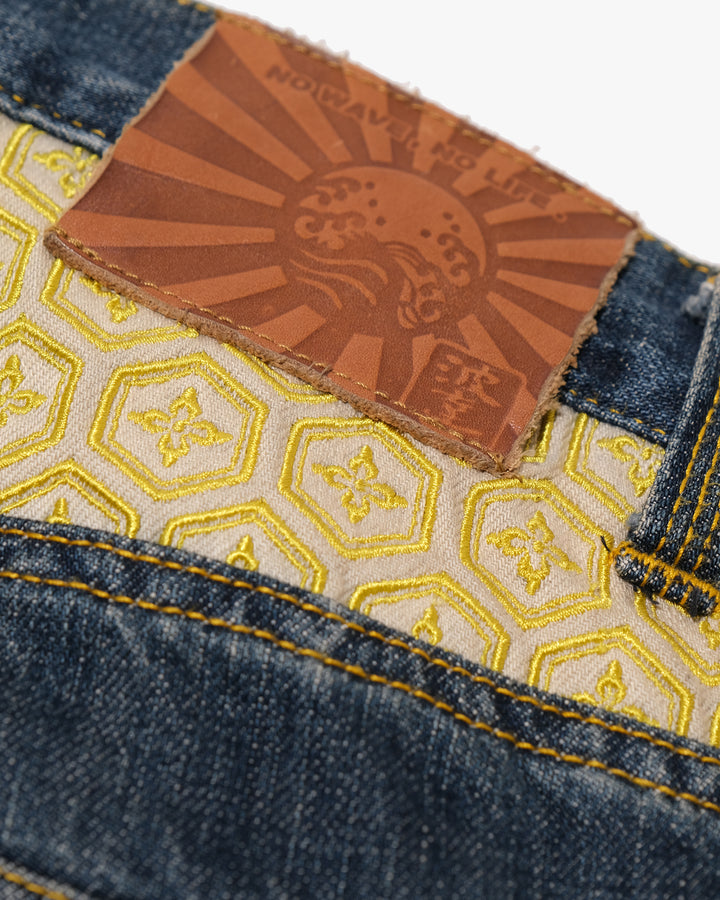 Japanese Repro Denim Jeans, XL, Namitatsu, Wave Embroidery