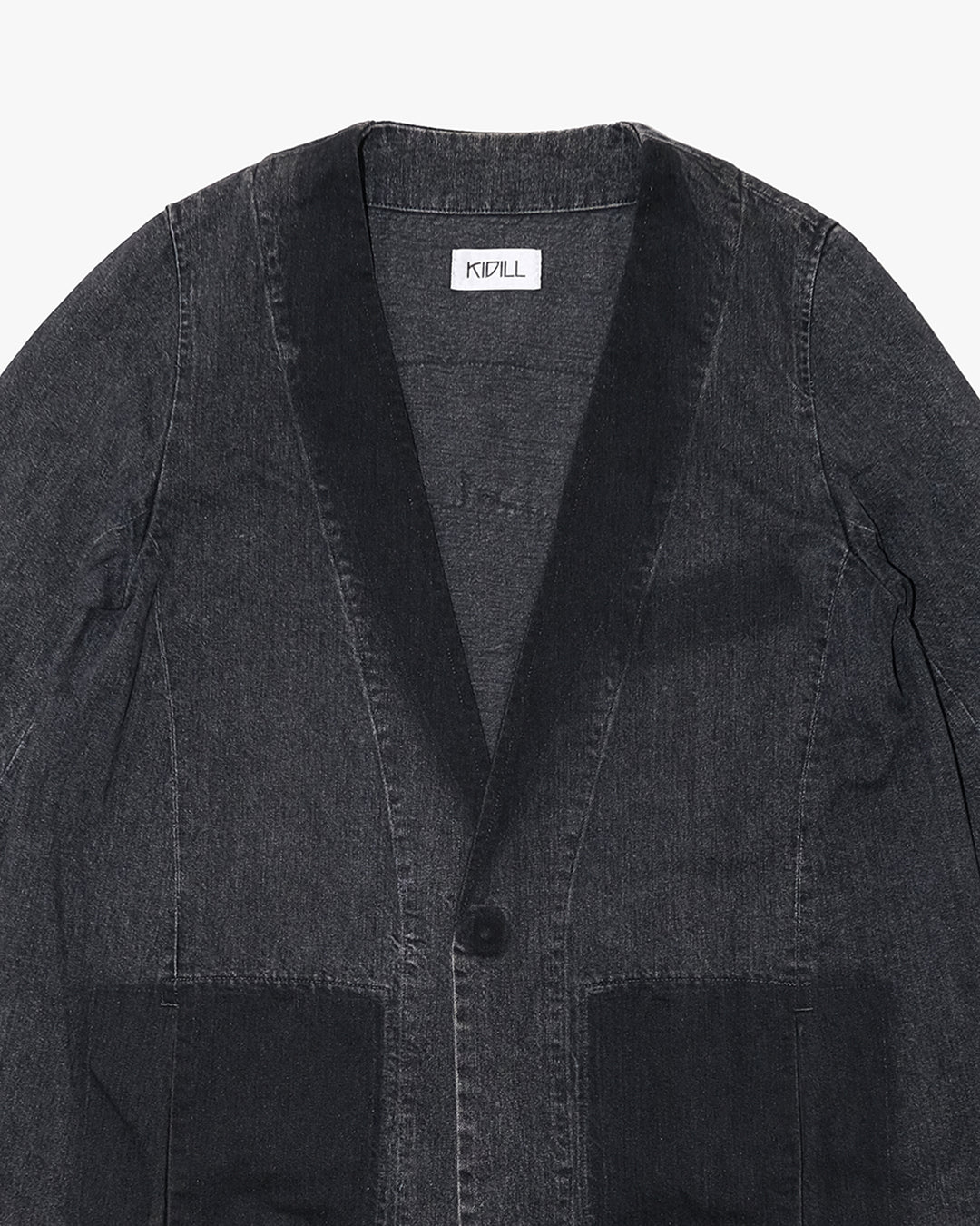 Japanese Repro Denim Coat, 44, KIDILL, Black Collarless