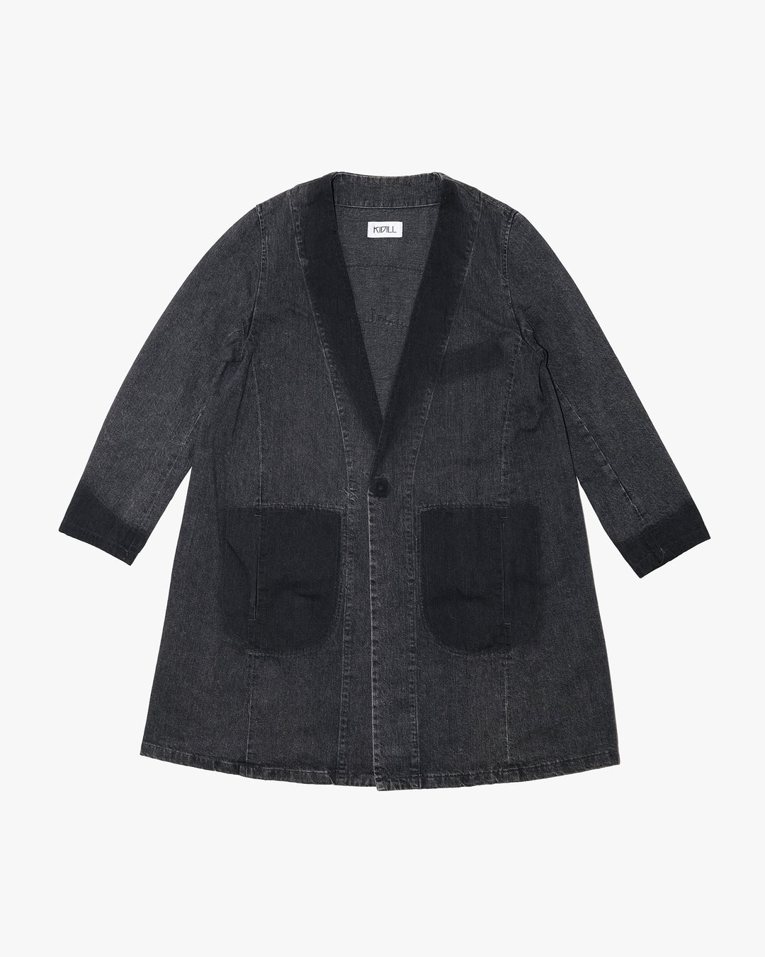 Japanese Repro Denim Coat, 44, KIDILL, Black Collarless