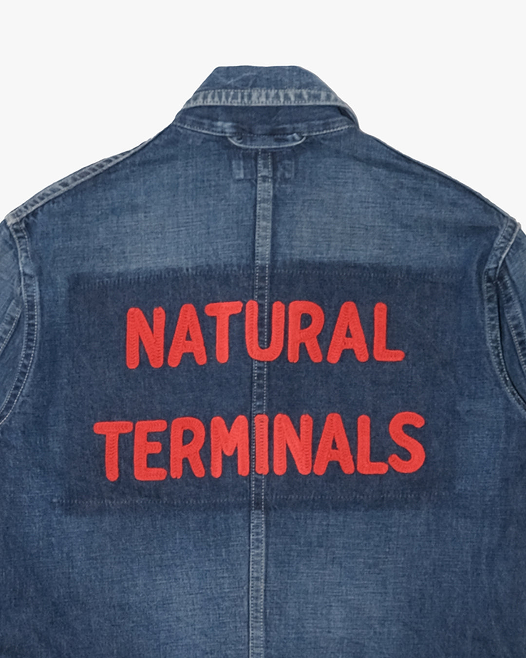 Japanese Repro Denim Work Jacket, S, Blue Blue, Indigo with Embroidered Lettering