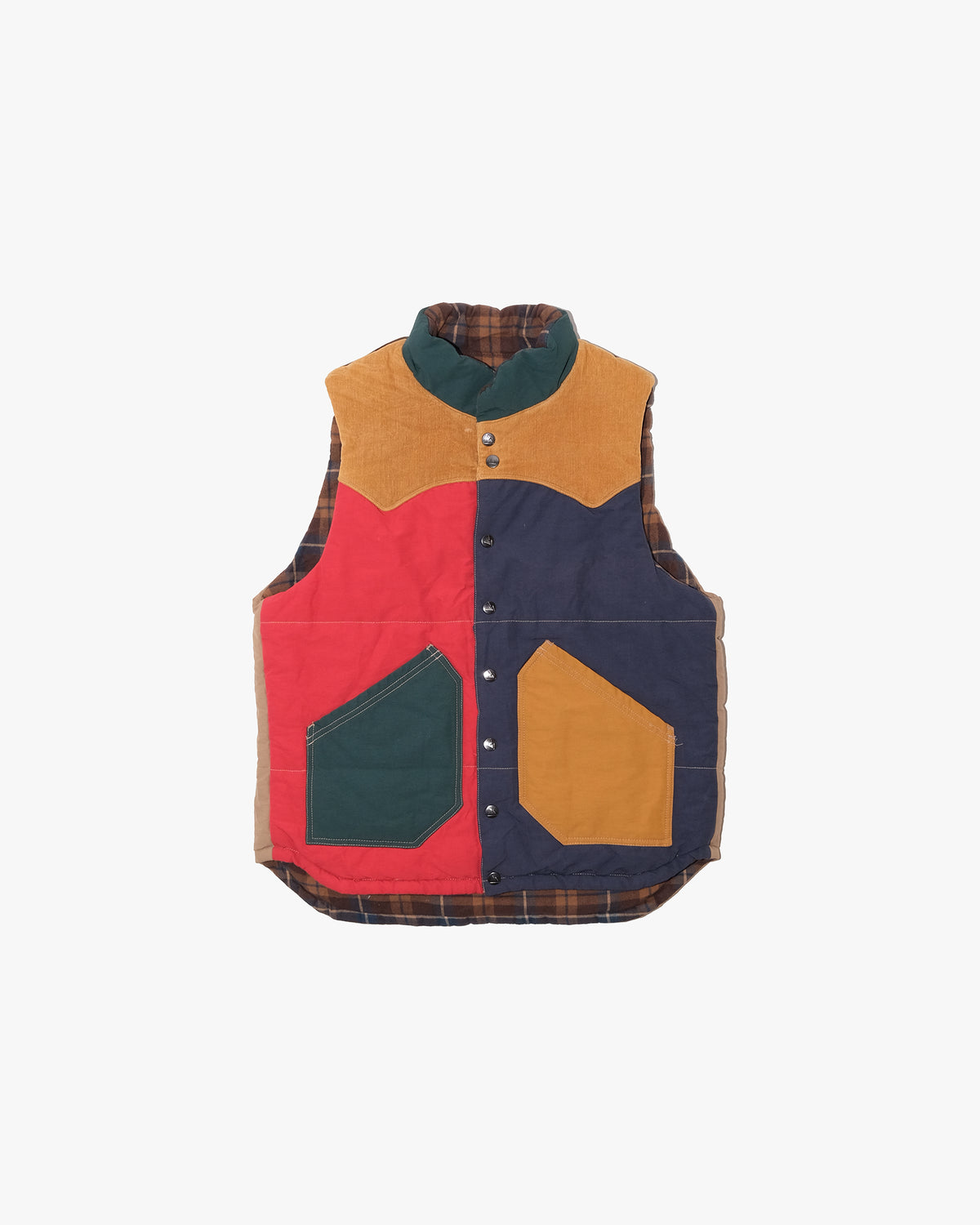 Japanese Repro Vest, L, Grn Outdoor, Reversible 60/40 Block Vest