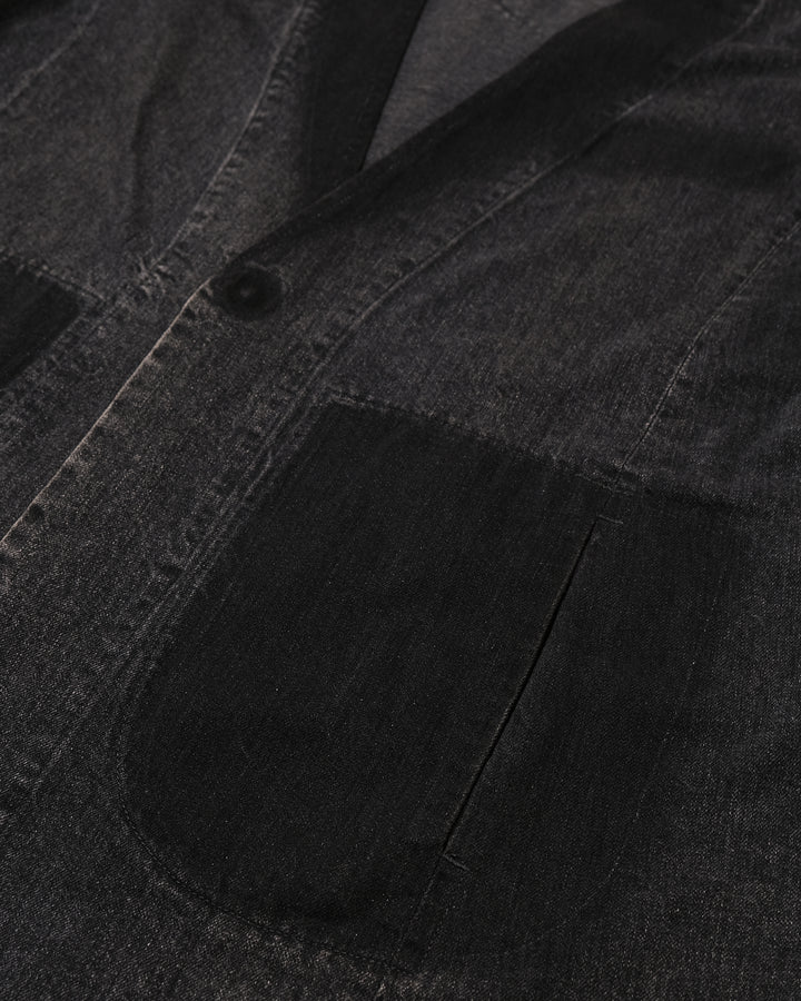 Japanese Repro Denim Coat, 44, KIDILL, Black Collarless