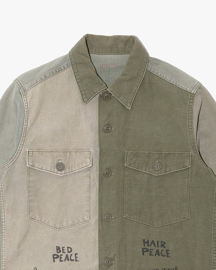 Japanese Repro Military Shirt Jacket, M, Salt Water Cowboy, Graffiti Khaki