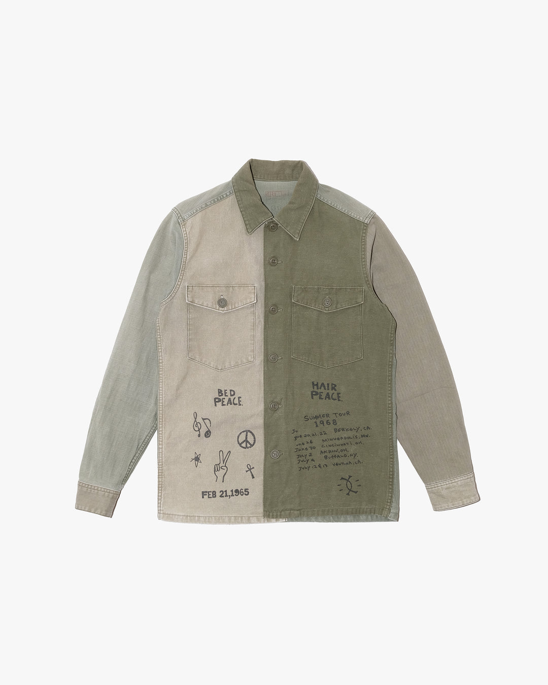 Japanese Repro Military Shirt Jacket, M, Salt Water Cowboy, Graffiti Khaki