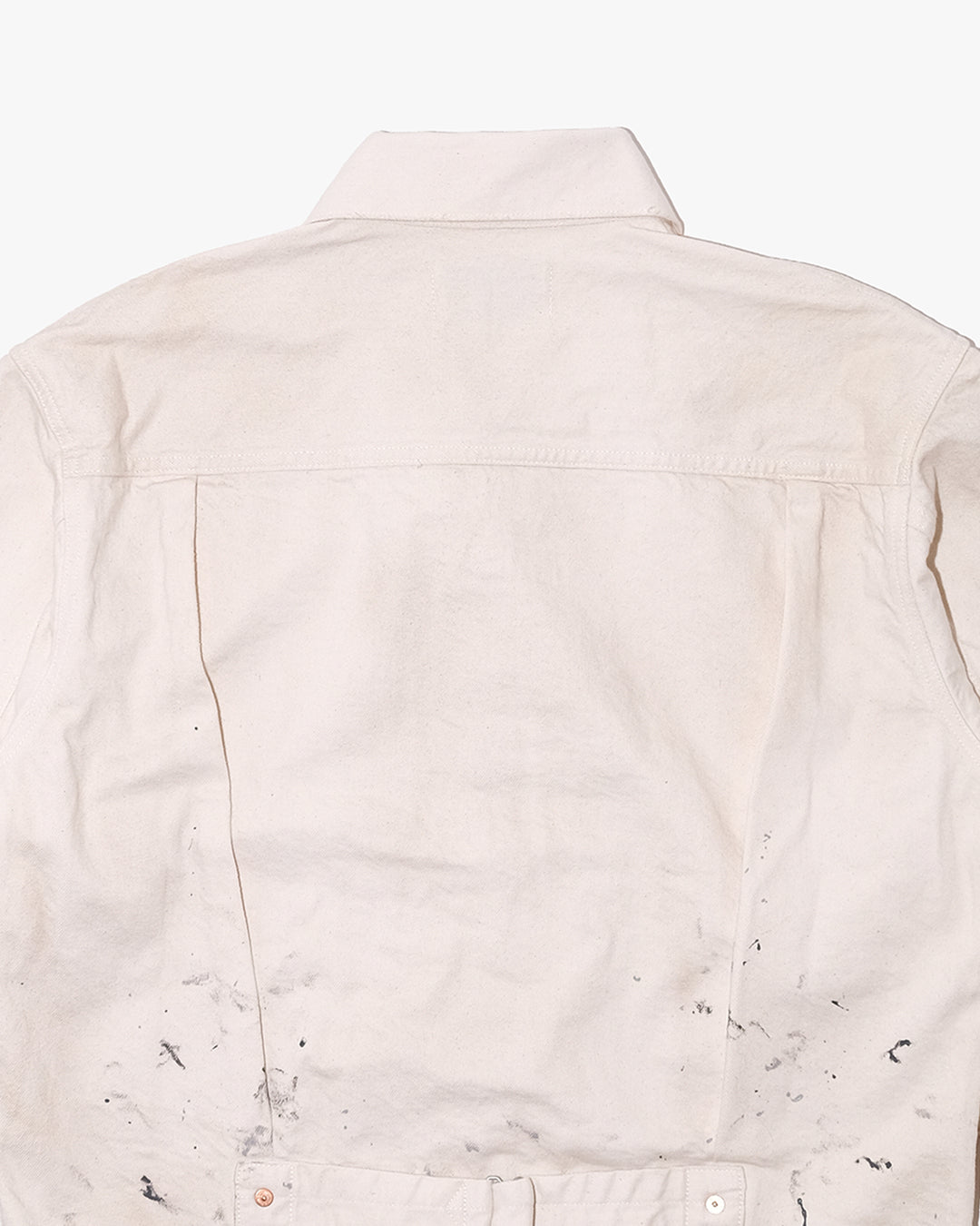 Japanese Repro Denim Jacket, M, John Bull, Ecru with Paint-Splatter Pattern