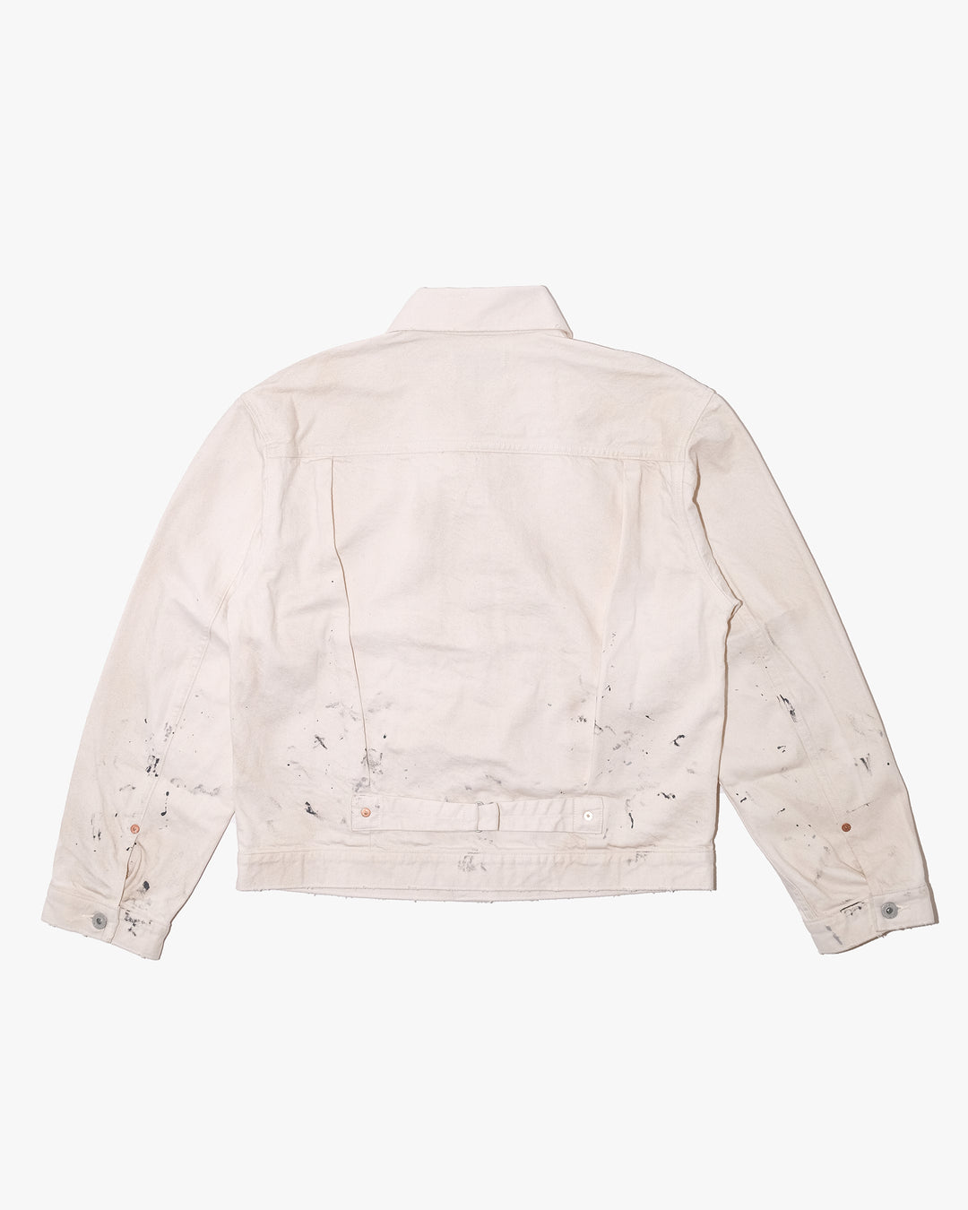 Japanese Repro Denim Jacket, M, John Bull, Ecru with Paint-Splatter Pattern