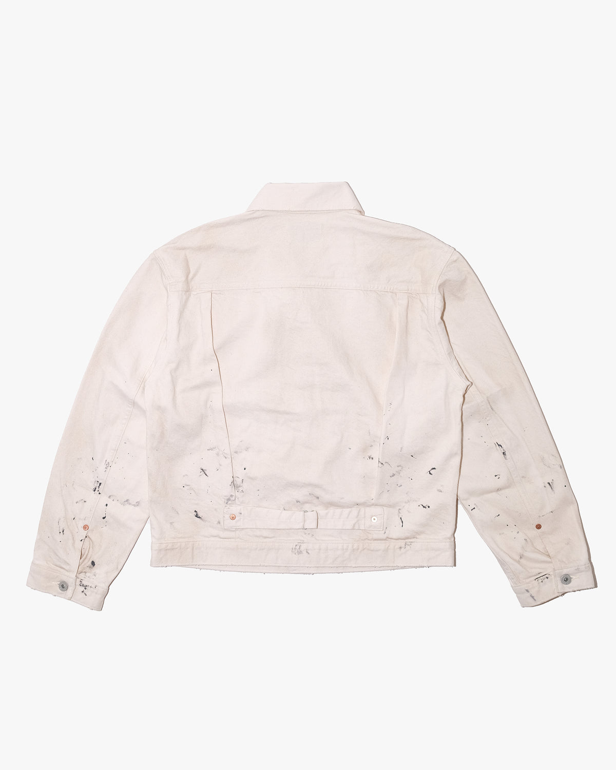 Japanese Repro Denim Jacket, M, John Bull, Ecru with Paint-Splatter Pattern