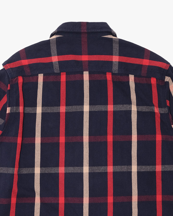Japanese Repro Flannel Shirt Jacket, L, Houston, Red and Beige Check
