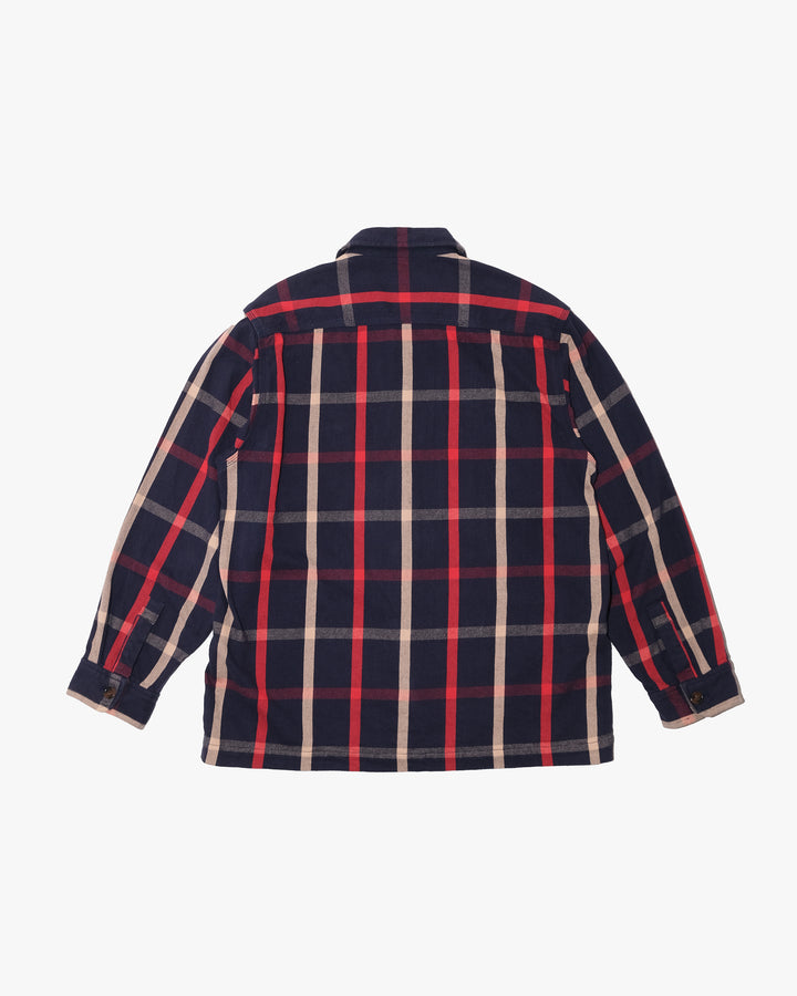 Japanese Repro Flannel Shirt Jacket, L, Houston, Red and Beige Check