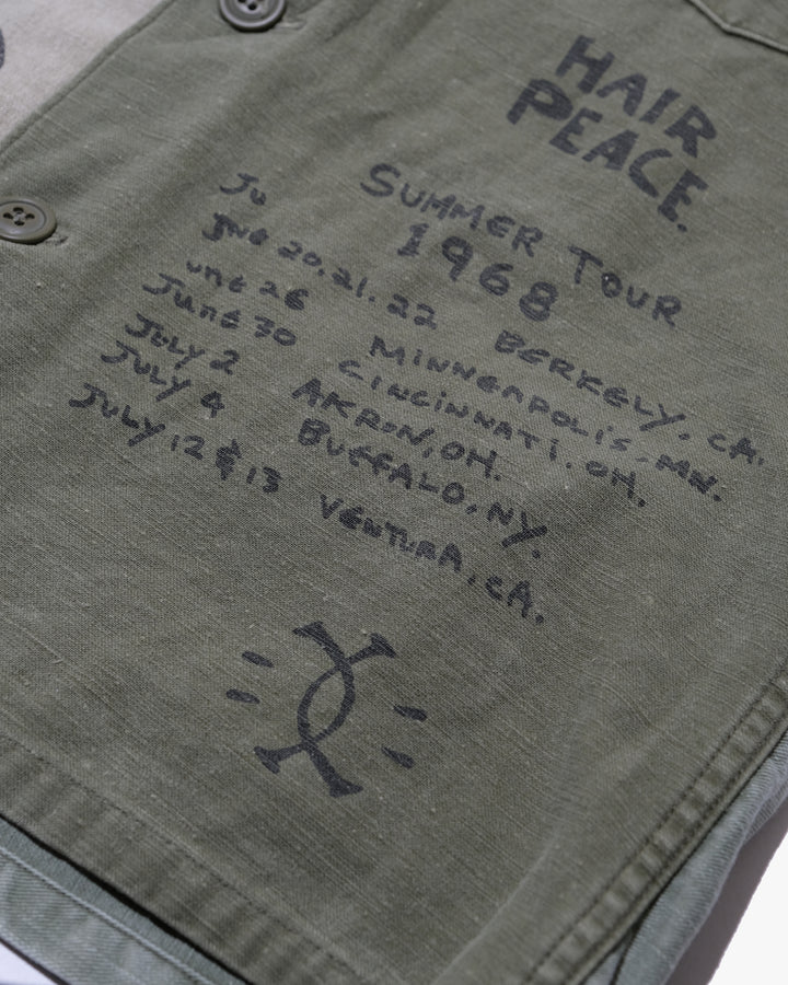 Japanese Repro Military Shirt Jacket, M, Salt Water Cowboy, Graffiti Khaki