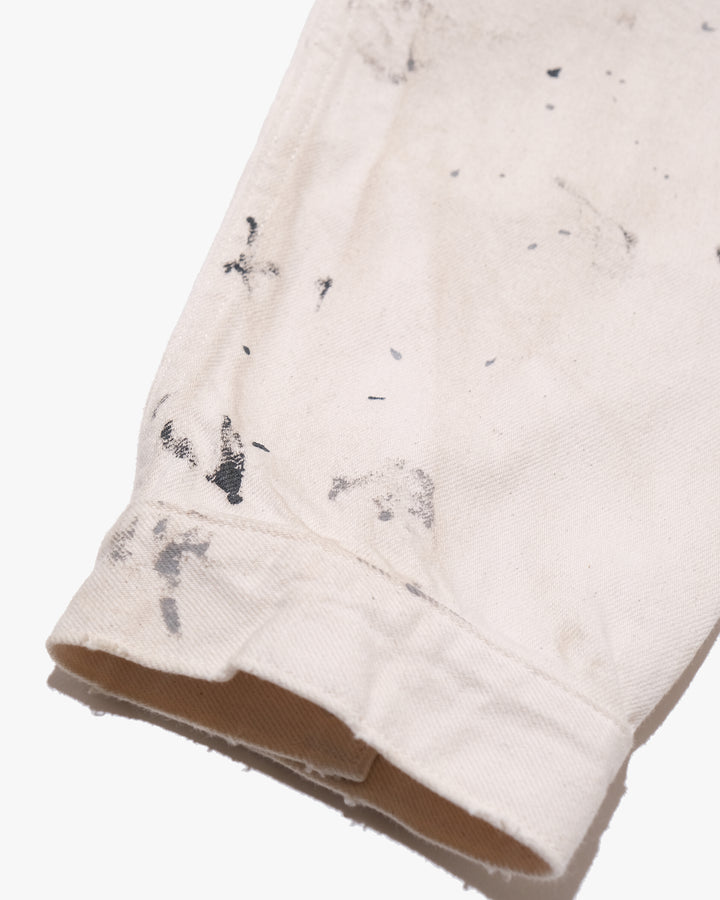 Japanese Repro Denim Jacket, M, John Bull, Ecru with Paint-Splatter Pattern