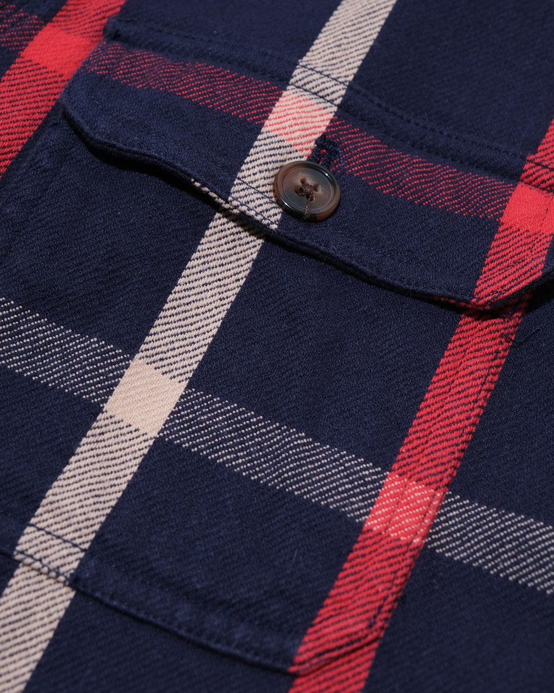 Japanese Repro Flannel Shirt Jacket, L, Houston, Red and Beige Check