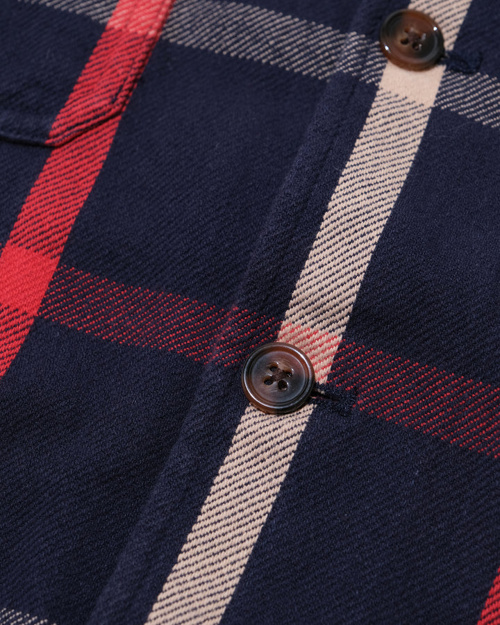 Japanese Repro Flannel Shirt Jacket, L, Houston, Red and Beige Check