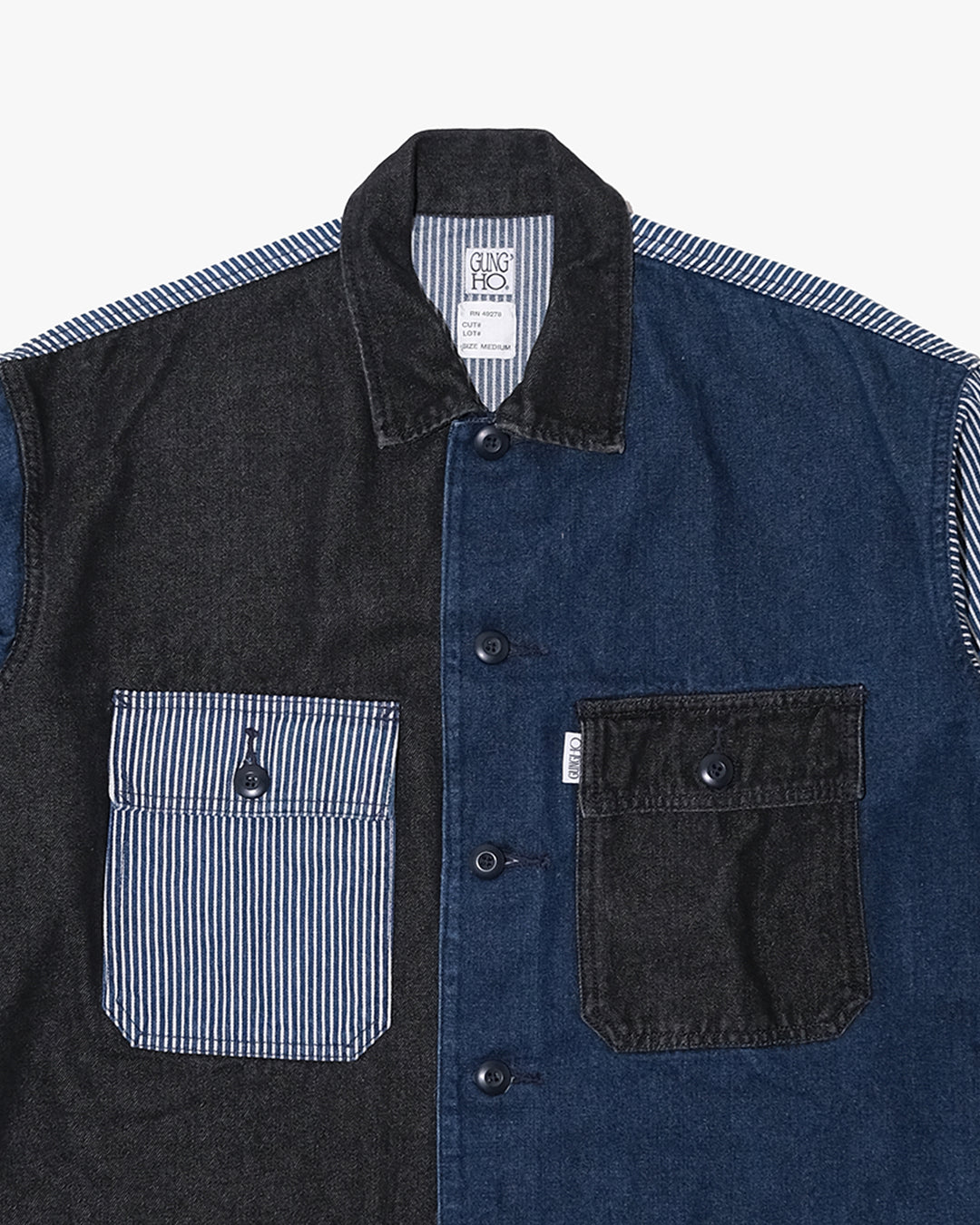 Japanese Repro Denim Work Jacket, M, GUNG HO × FREAK’S STORE, Mixed Denim and Hickory Stripe
