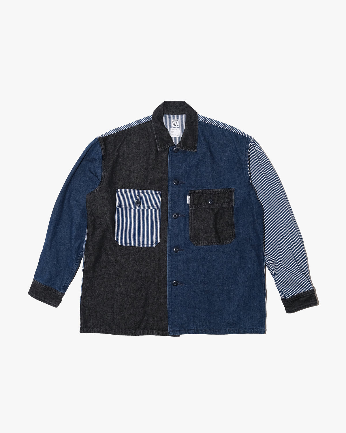 Japanese Repro Denim Work Jacket, M, GUNG HO × FREAK’S STORE, Mixed Denim and Hickory Stripe