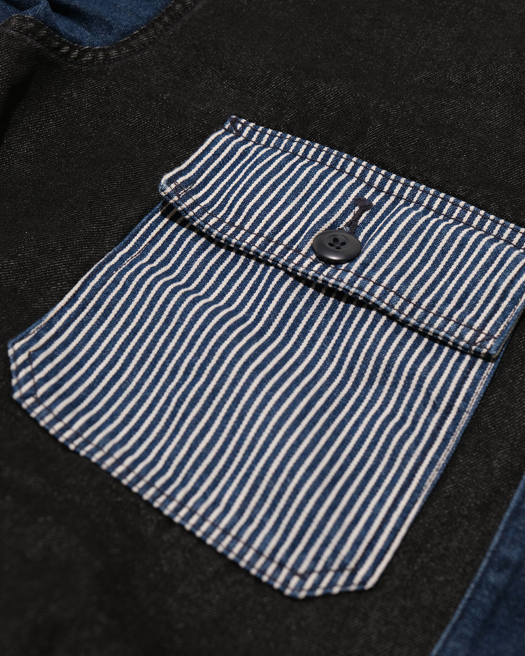 Japanese Repro Denim Work Jacket, M, GUNG HO × FREAK’S STORE, Mixed Denim and Hickory Stripe