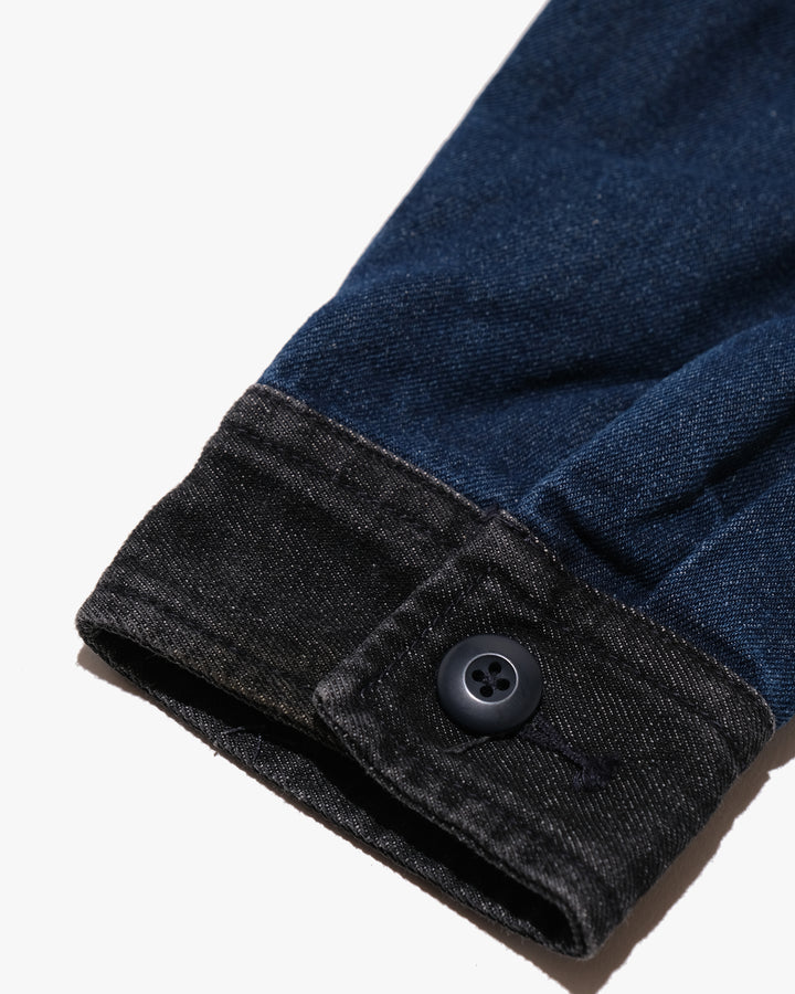 Japanese Repro Denim Work Jacket, M, GUNG HO × FREAK’S STORE, Mixed Denim and Hickory Stripe