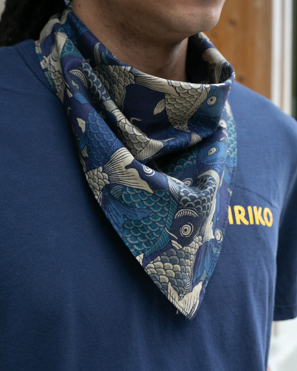 Kiriko Original Bandana, Koi Fish, Shades of Blue