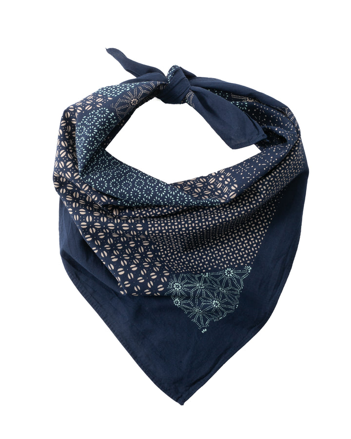 Kiriko Original Screen Printed, Custom-Dyed Bandana, Katazome Multi - Navy