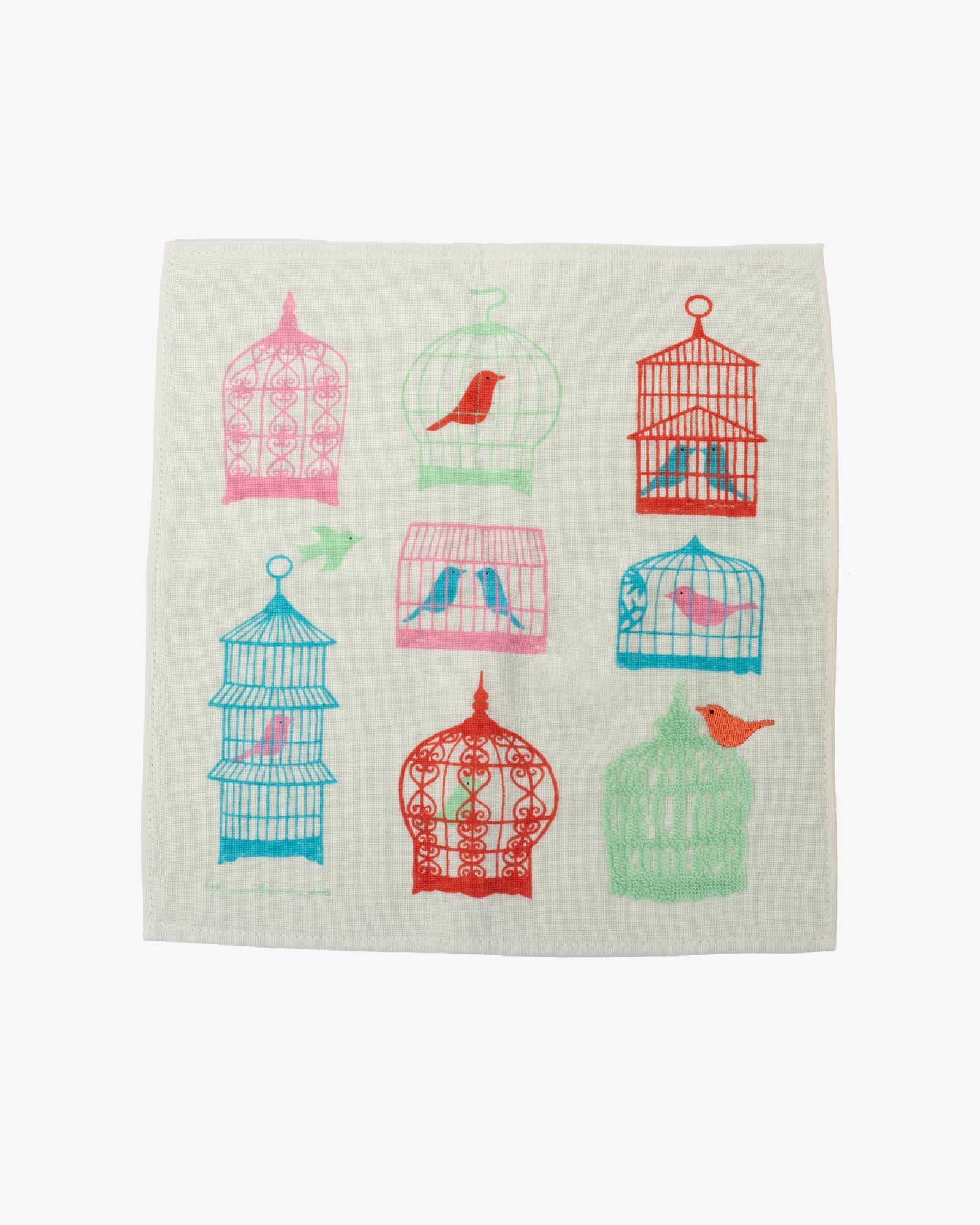 Japanese Handkerchief, Gauze Pile, Yoko Matsumoto, Birds in Cages