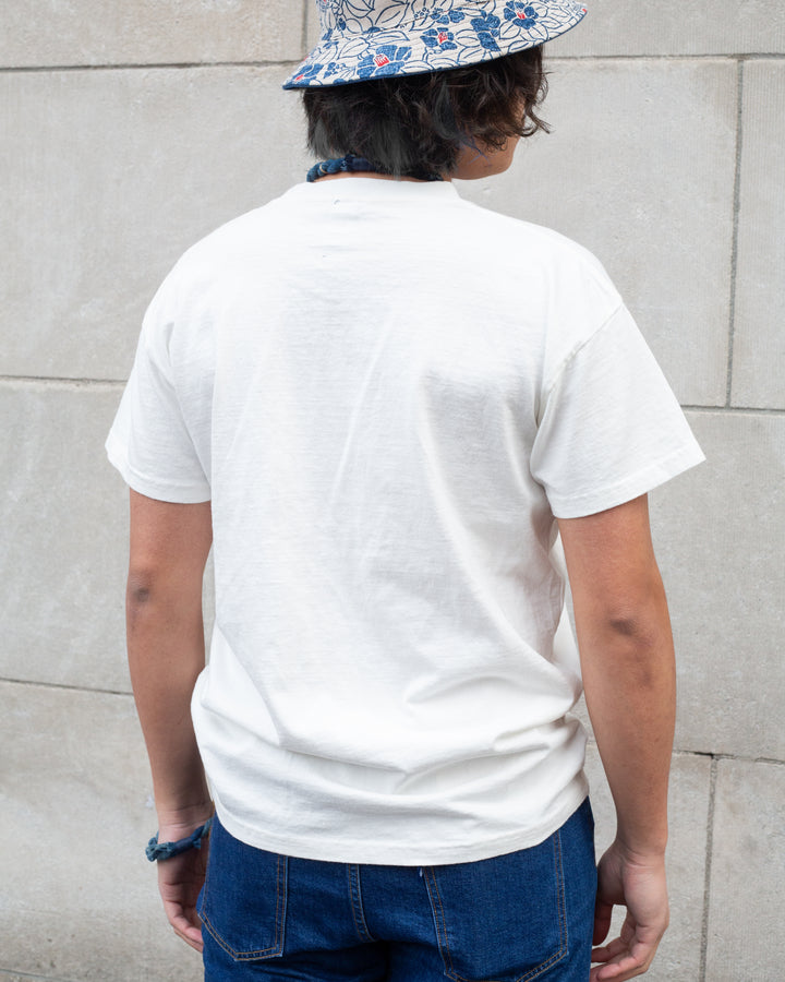 Kiriko Original Tee, 8oz Cotton, Henley Tee, Cream with Denim, Nami
