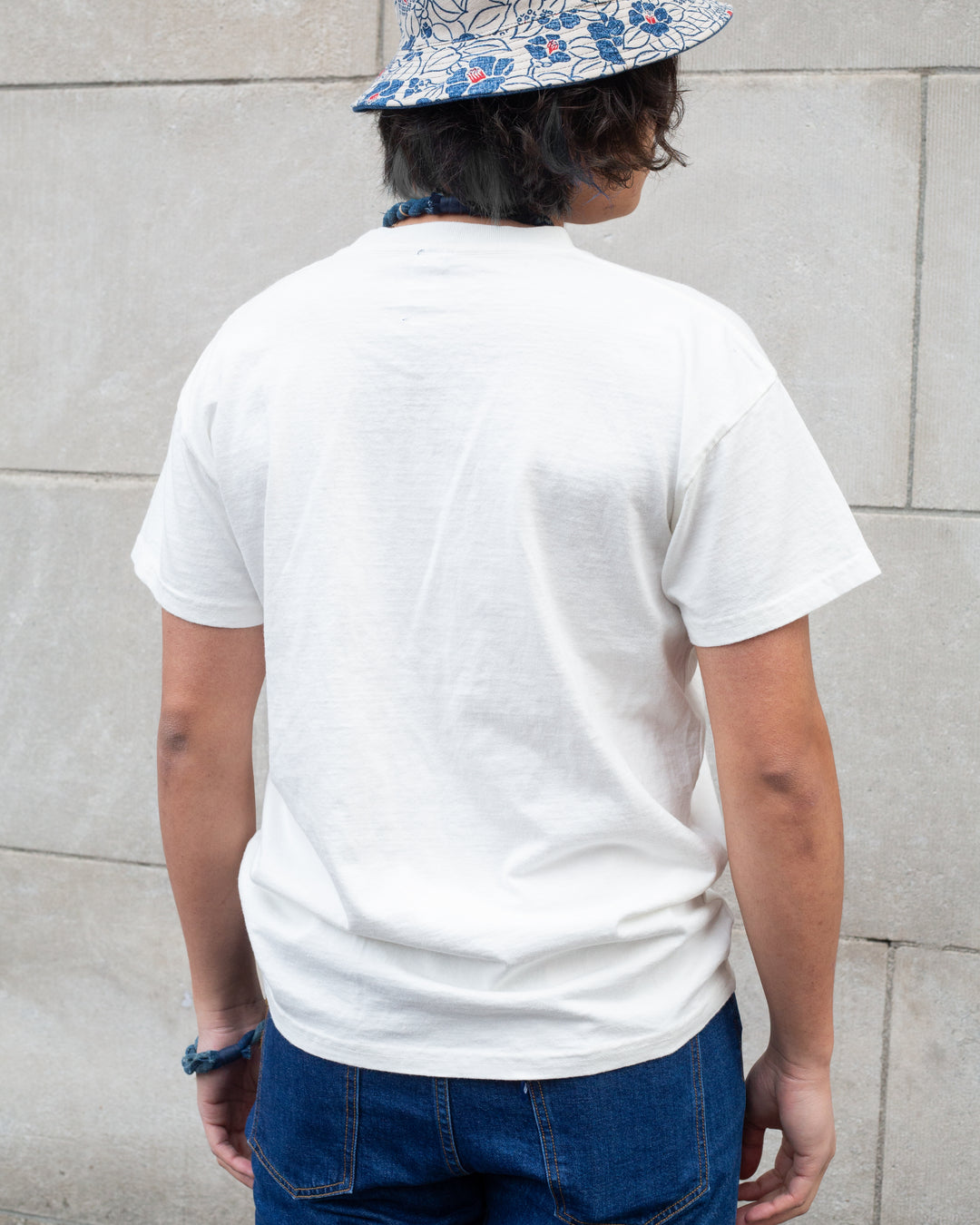 Kiriko Original Tee, 8oz Cotton, Henley Tee, Cream with Denim, Nami