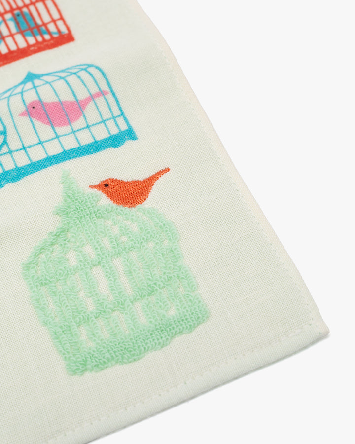 Japanese Handkerchief, Gauze Pile, Yoko Matsumoto, Birds in Cages