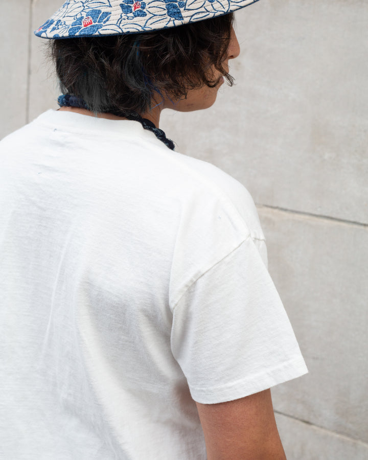 Kiriko Original Tee, 8oz Cotton, Henley Tee, Cream with Denim, Nami