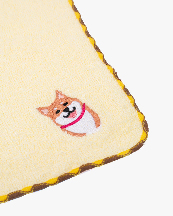 Kurochiku, Embroidered Cotton Handkerchief, Shiba Inu