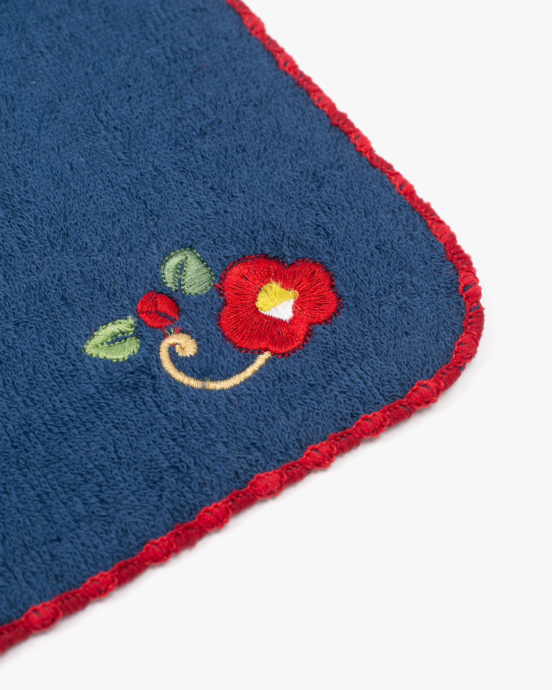 Kurochiku, Embroidered Cotton Handkerchief, Tsubaki
