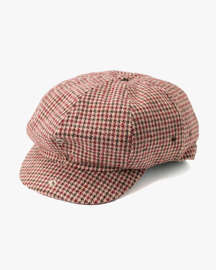 Newsboy Cap, Brixton, Brood, Burgundy Plaid Herringbone