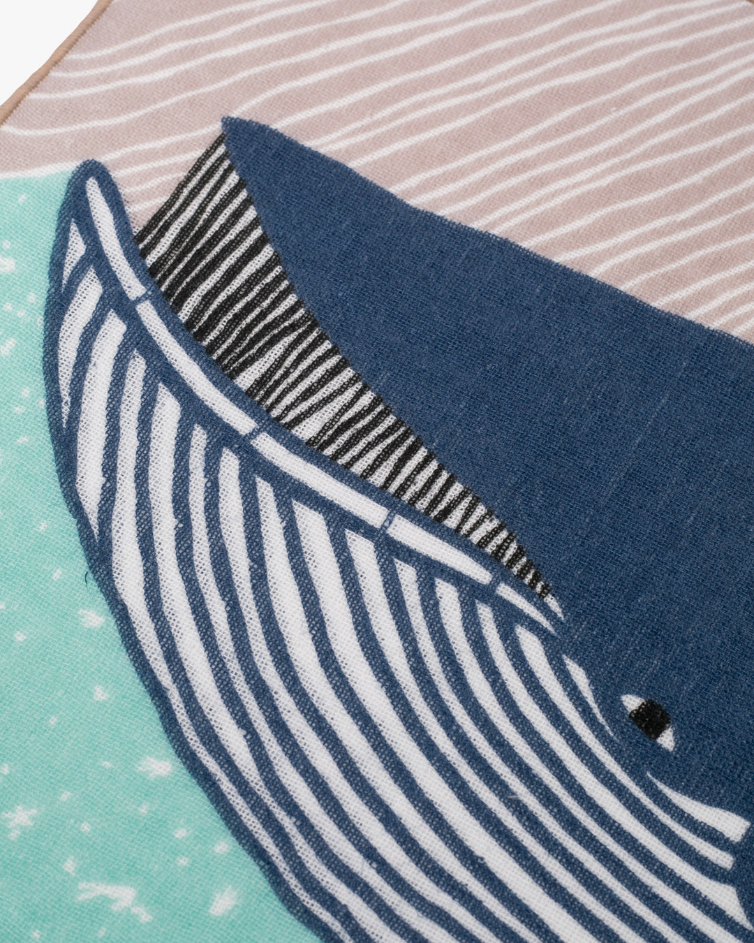 Musubi, Fuwa-Fuwa Towel, Kata Kata, Whale, Blue, 10" x 10"